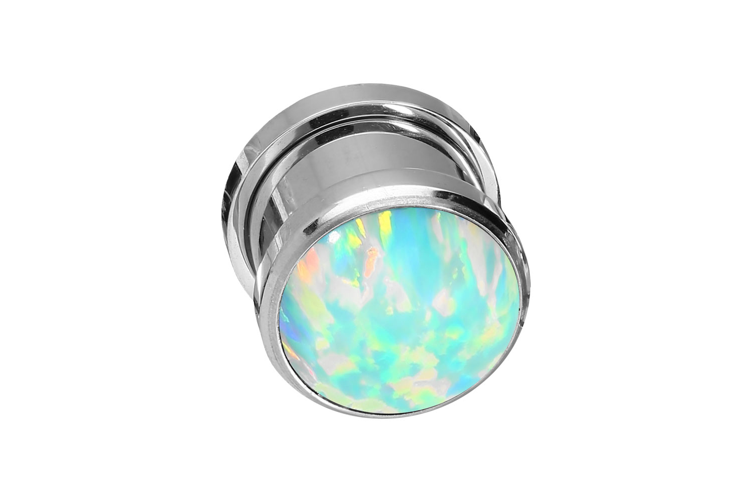 Chirurgenstahl Plug SYNTHETISCHER OPAL ++SALE++ von Piercingline